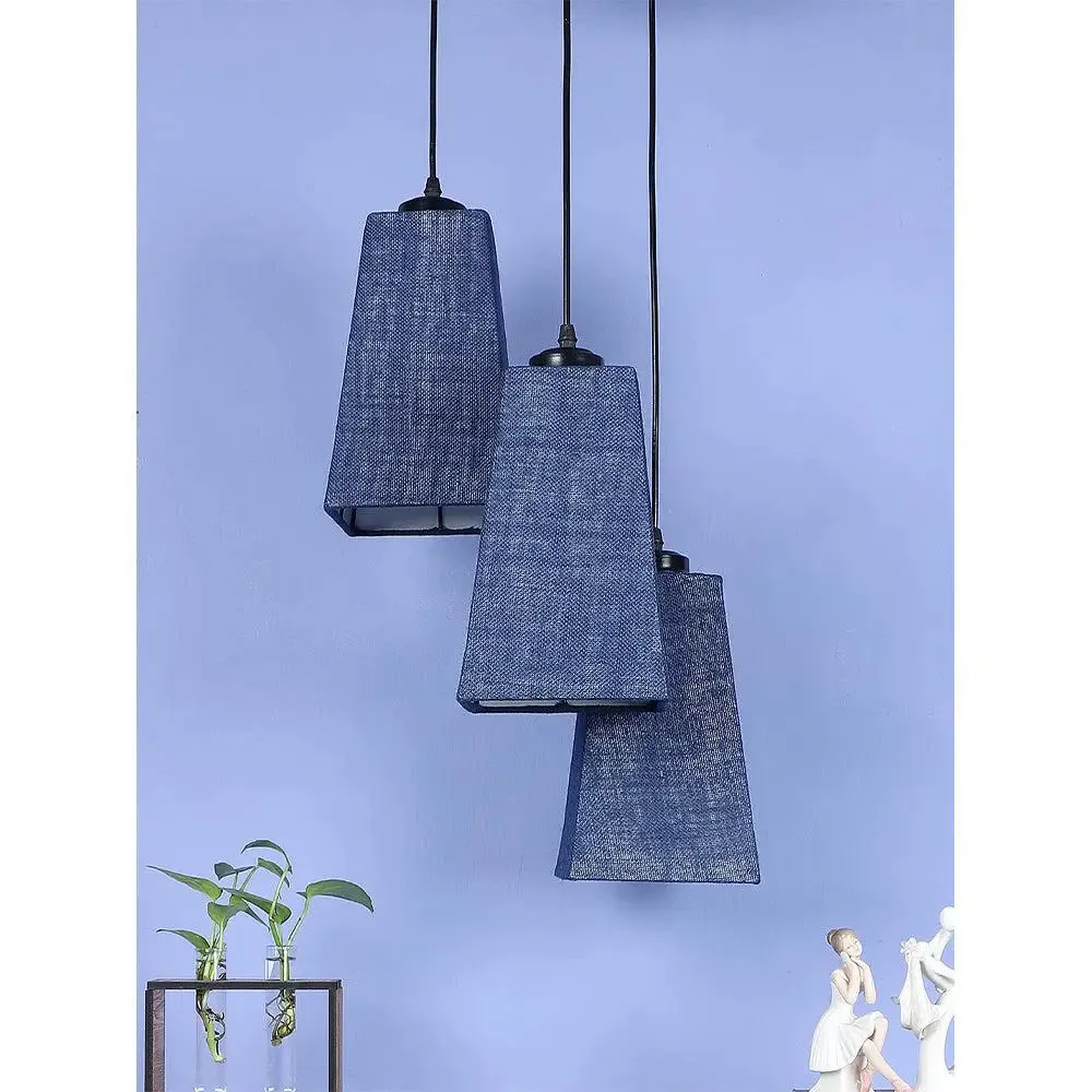Blue Jute Pyramid Cluster Hanging Lamp