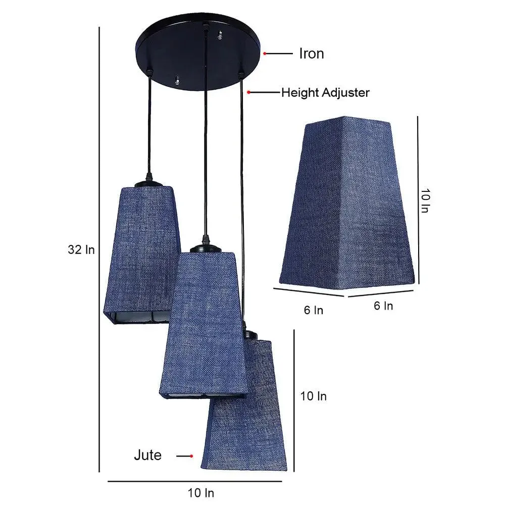 Blue Jute Pyramid Cluster Hanging Lamp