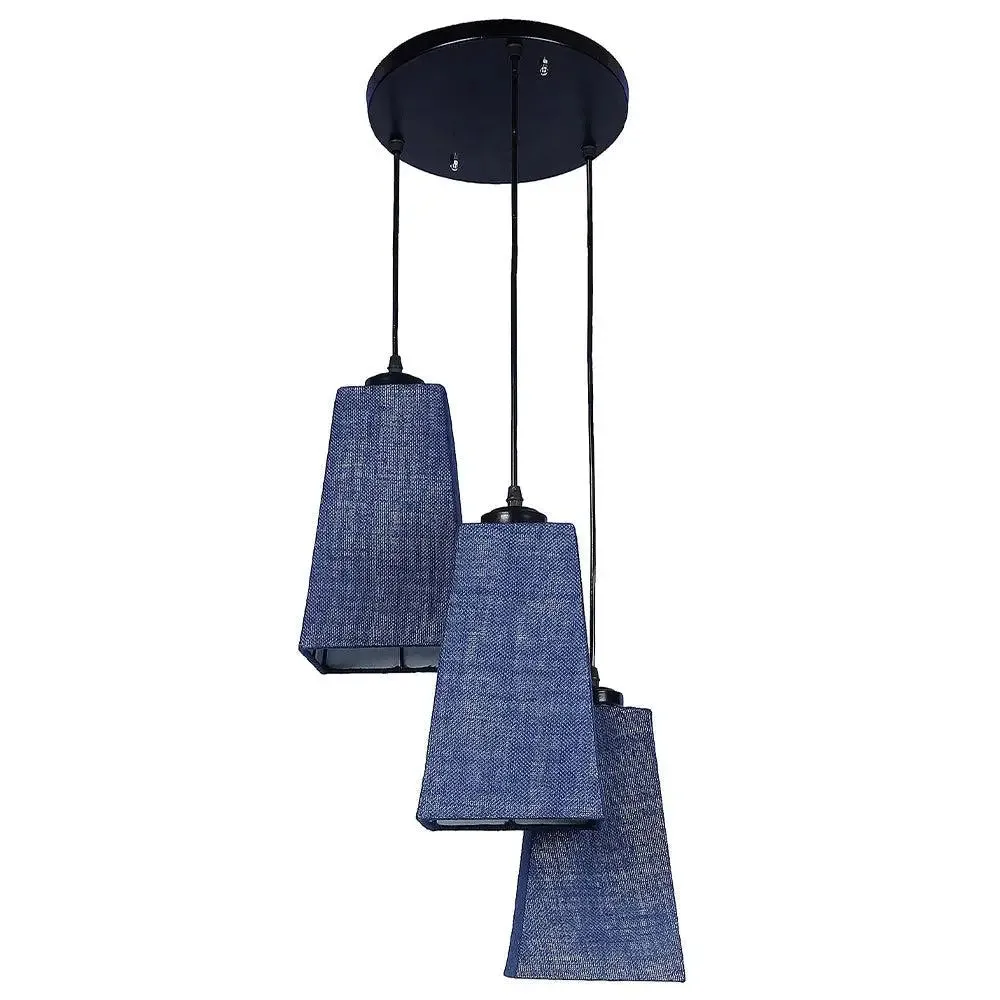 Blue Jute Pyramid Cluster Hanging Lamp