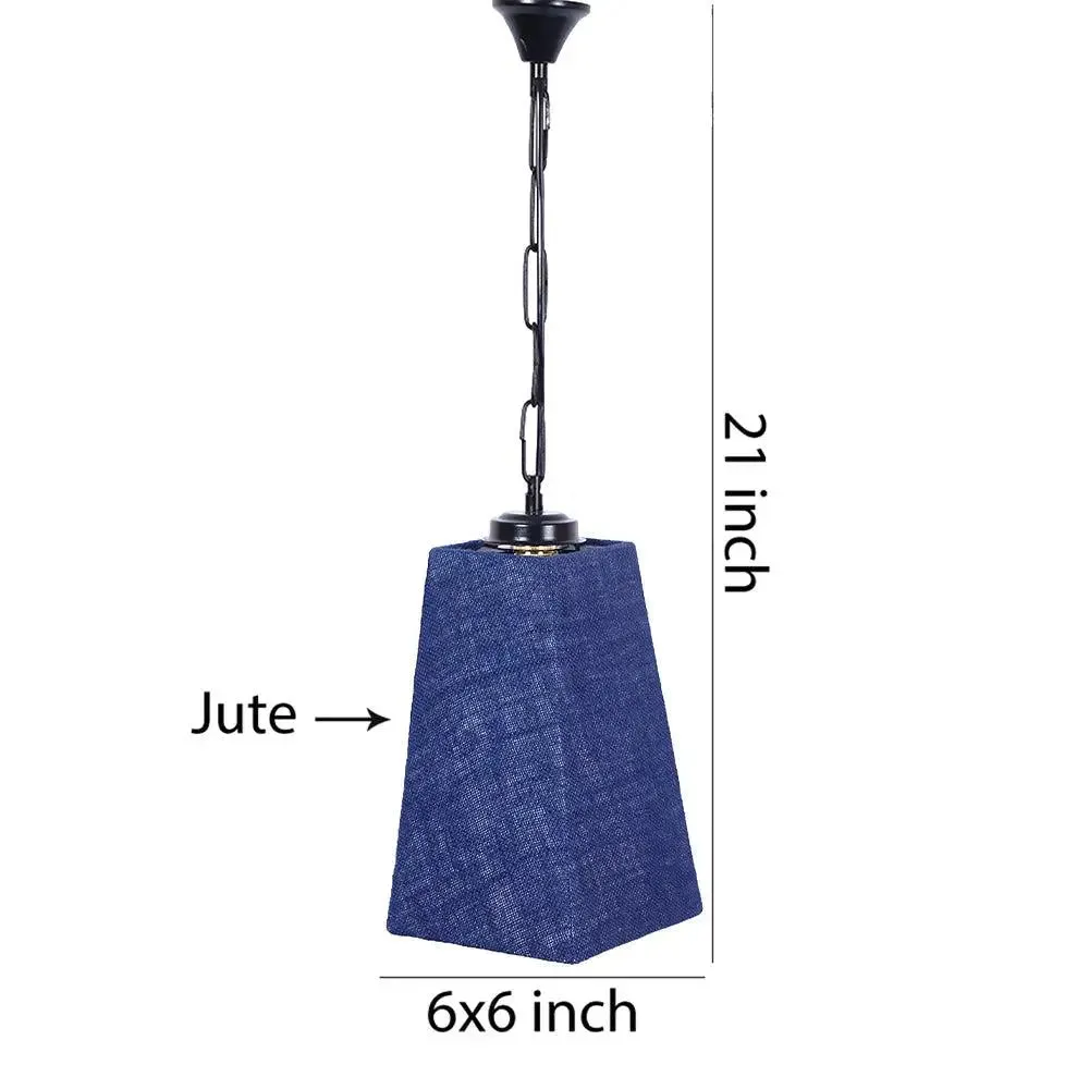Blue Jute Pyramid Hanging Lamp