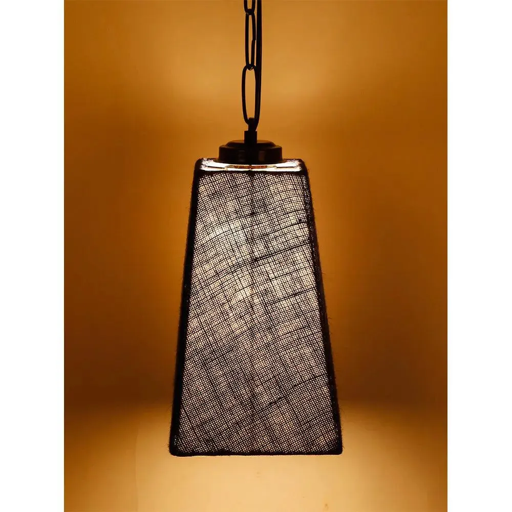 Blue Jute Pyramid Hanging Lamp