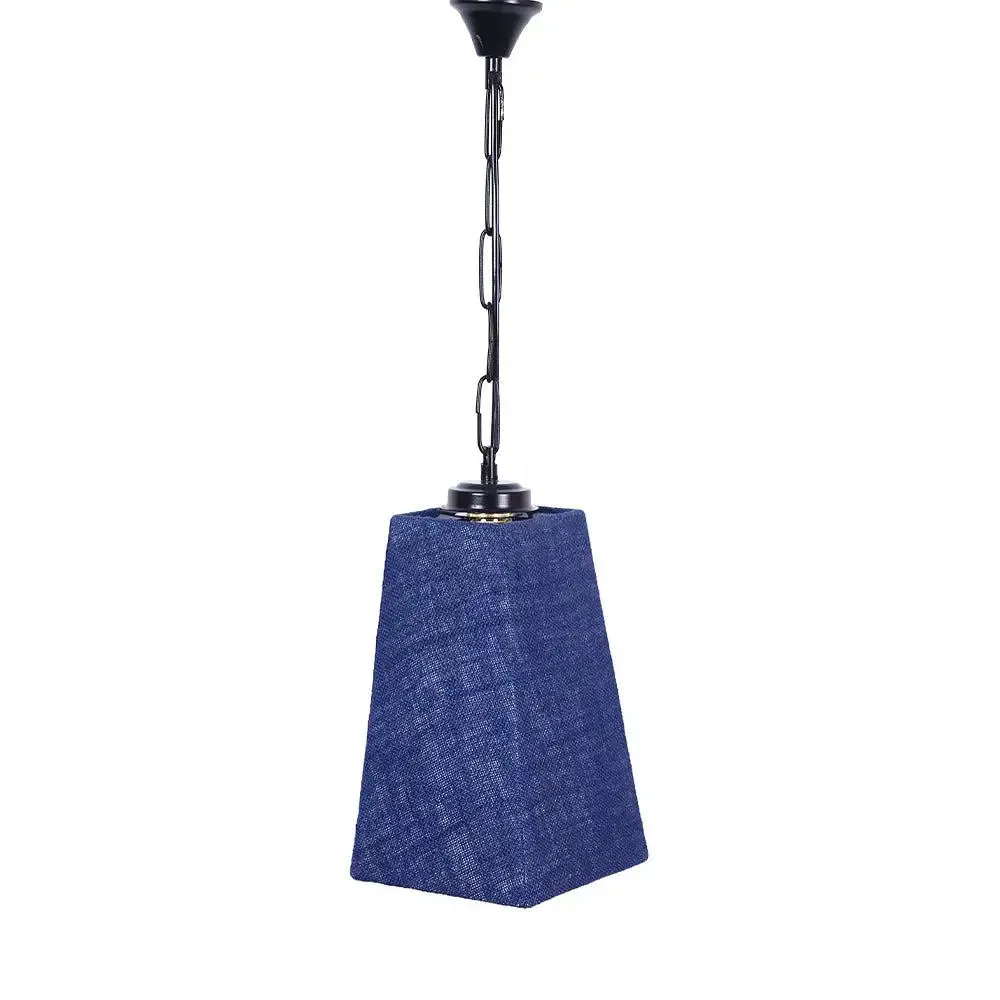 Blue Jute Pyramid Hanging Lamp