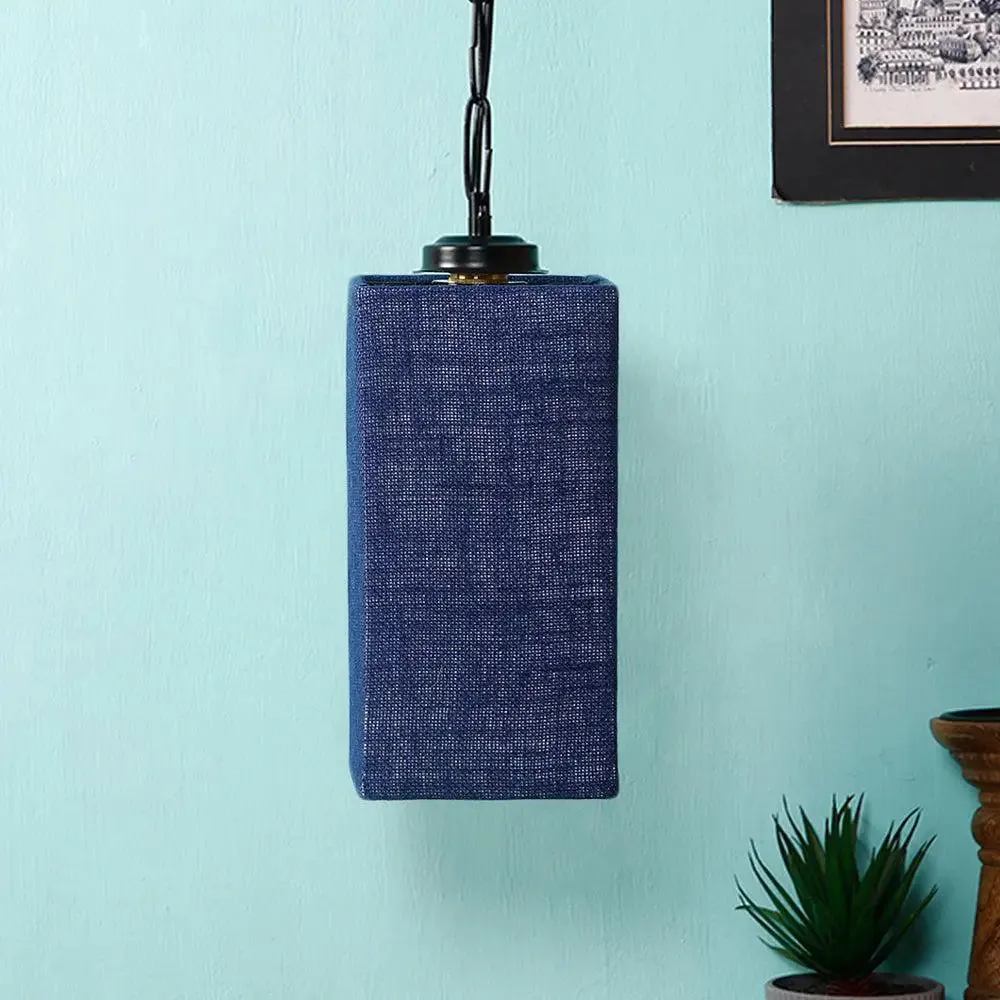 Blue Jute Square Hanging Lamp