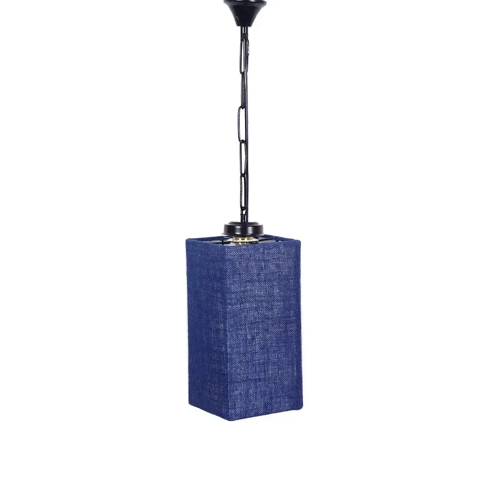 Blue Jute Square Hanging Lamp