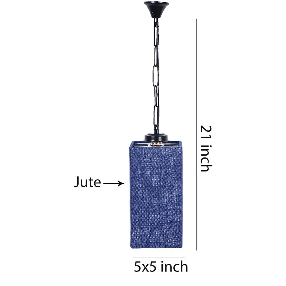 Blue Jute Square Hanging Lamp