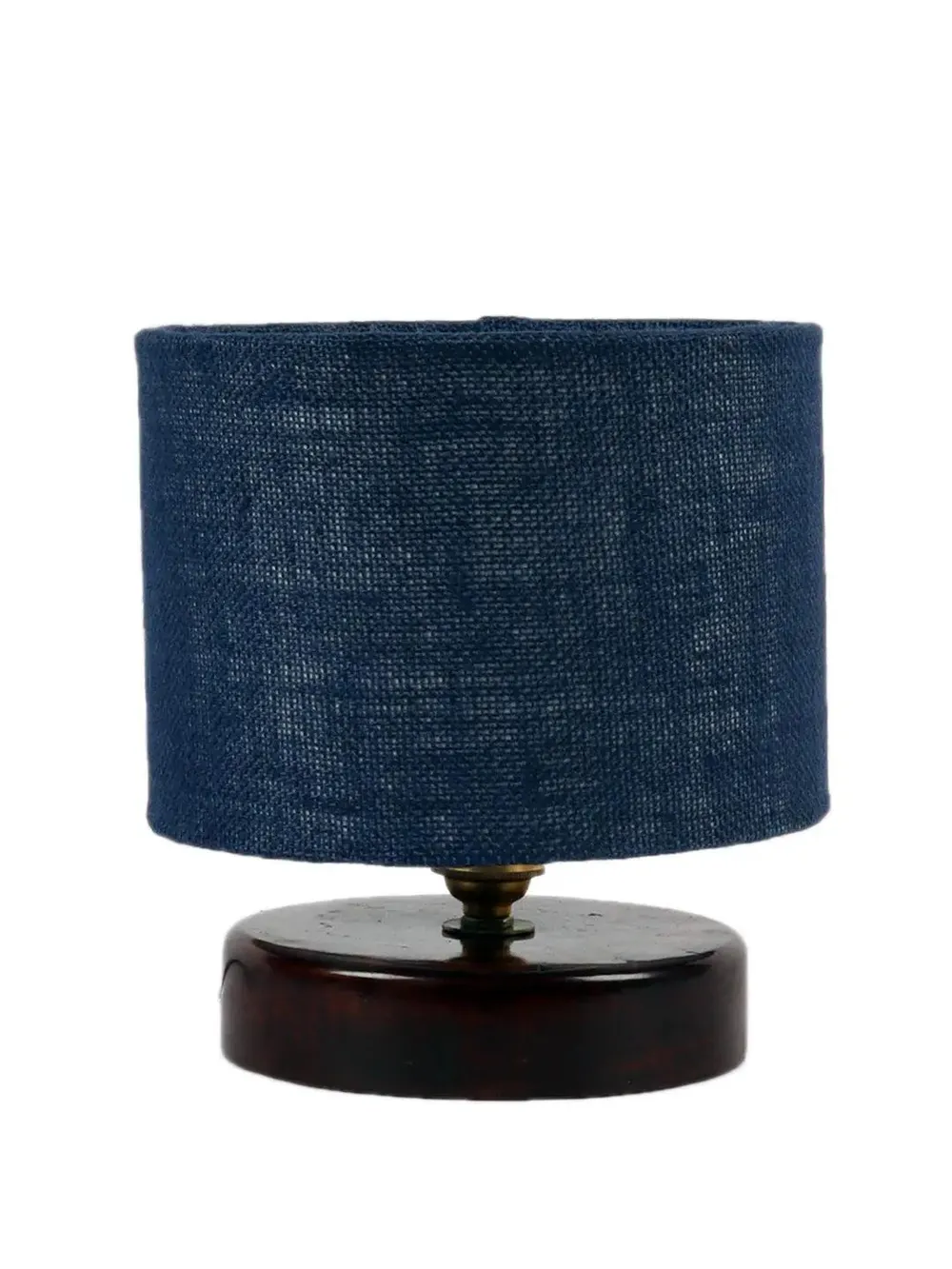 Blue Jute Table Lamp with Brown Wood Base