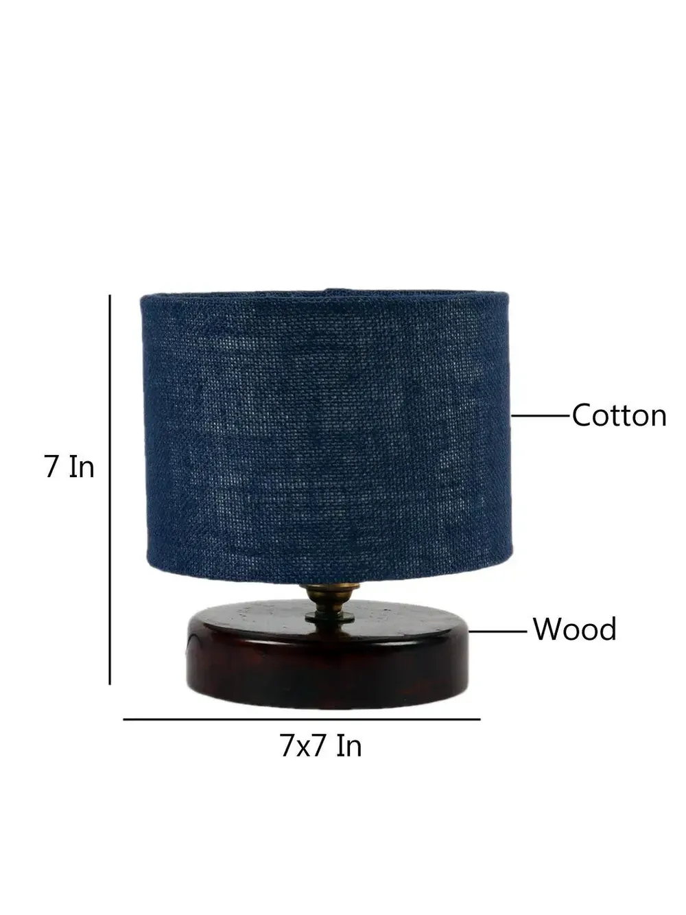 Blue Jute Table Lamp with Brown Wood Base