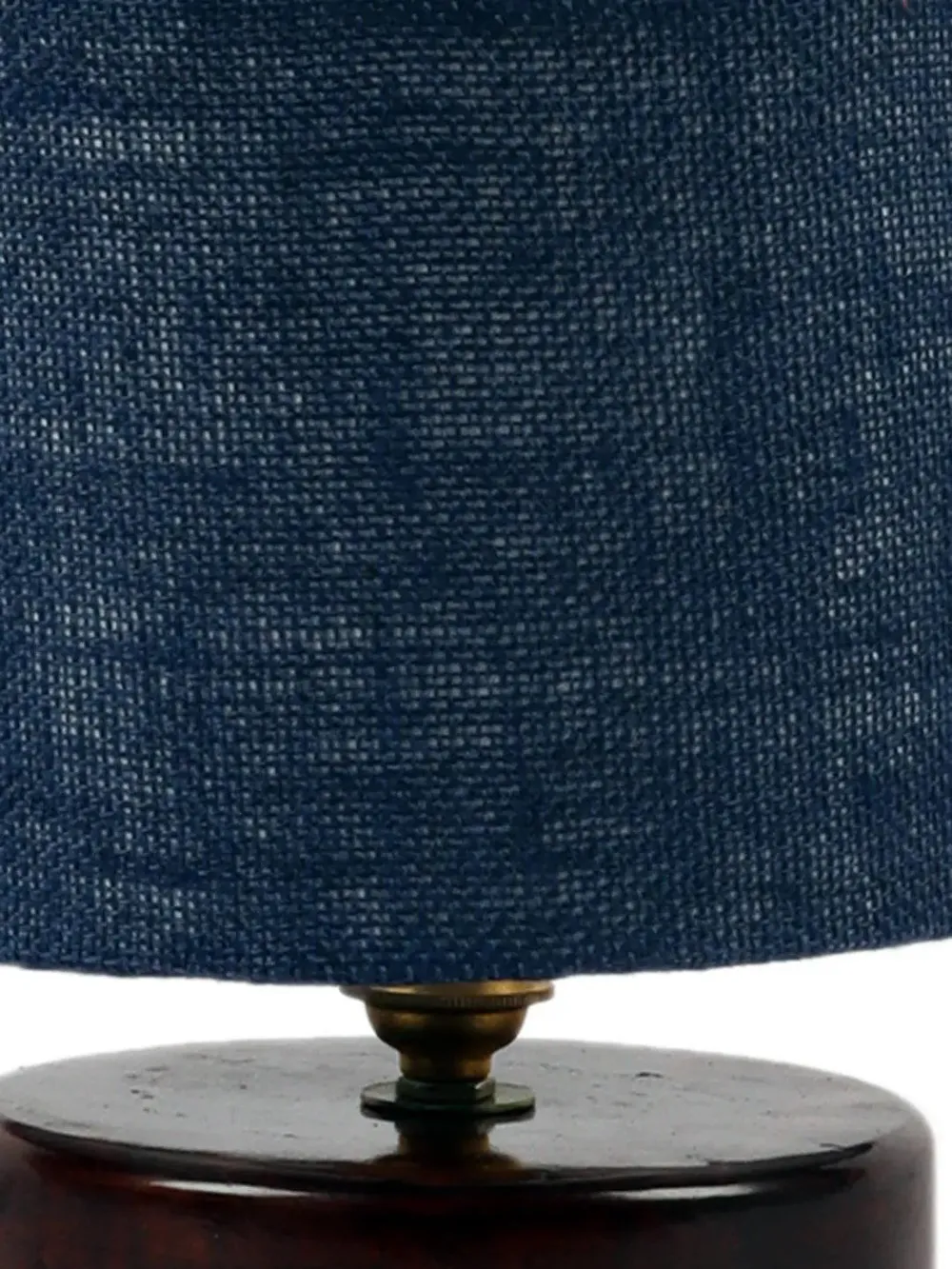 Blue Jute Table Lamp with Brown Wood Base