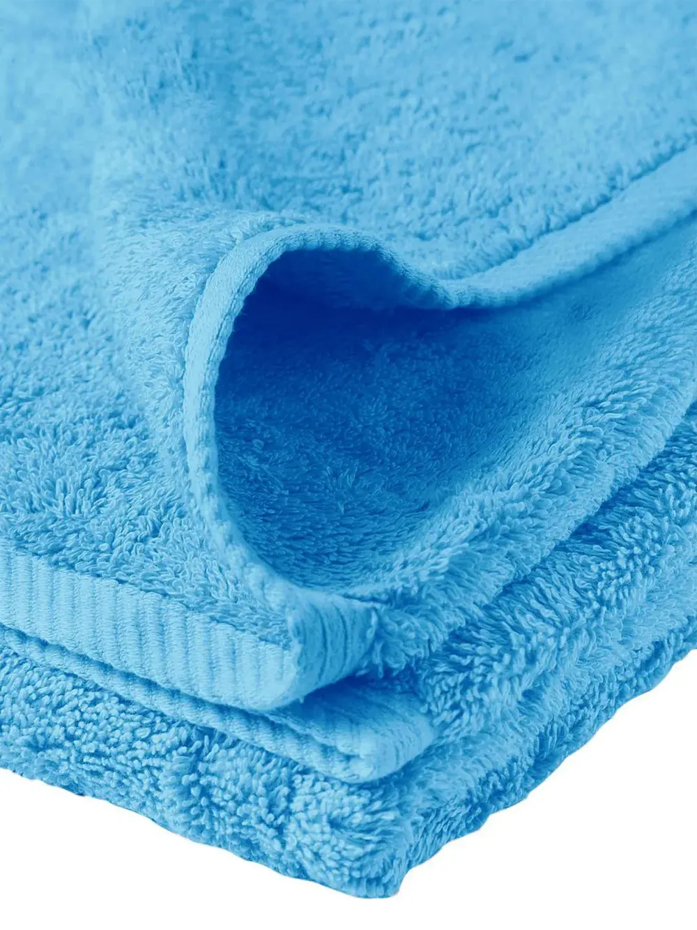 Blue Large Terry Bath Towel for Men, Women & Kids with Solid crepe (1 piece)