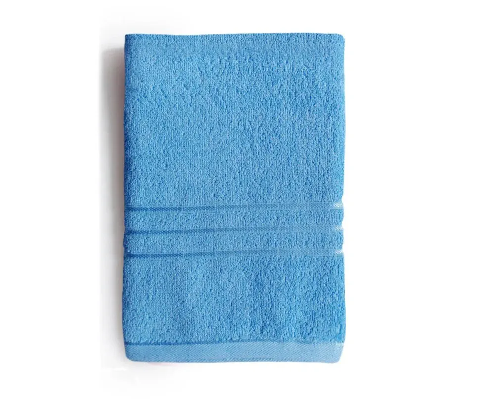 Blue Large Terry Bath Towel for Men, Women & Kids with Solid crepe (1 piece)