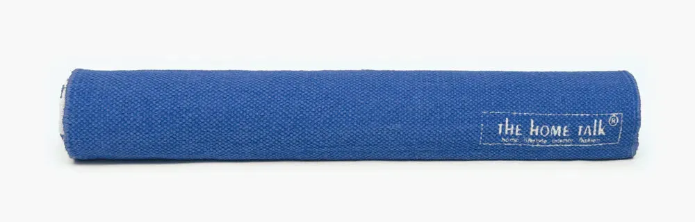 Blue Mandala Art 100% Cotton Designer Yoga Mat / Excercise Mat- 2x6 ft