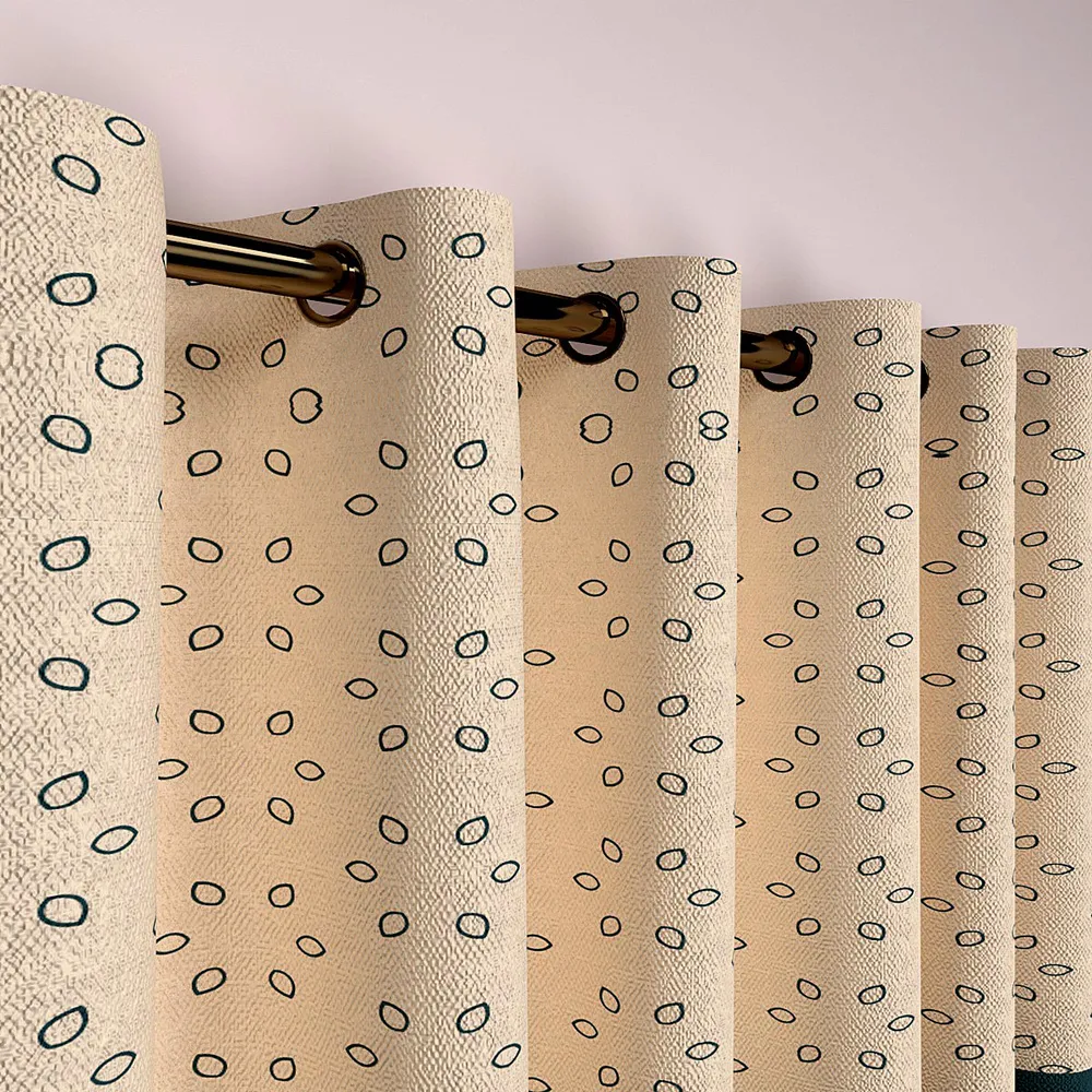 Blue Minimalist Floral Semi-Designer Window Curtain