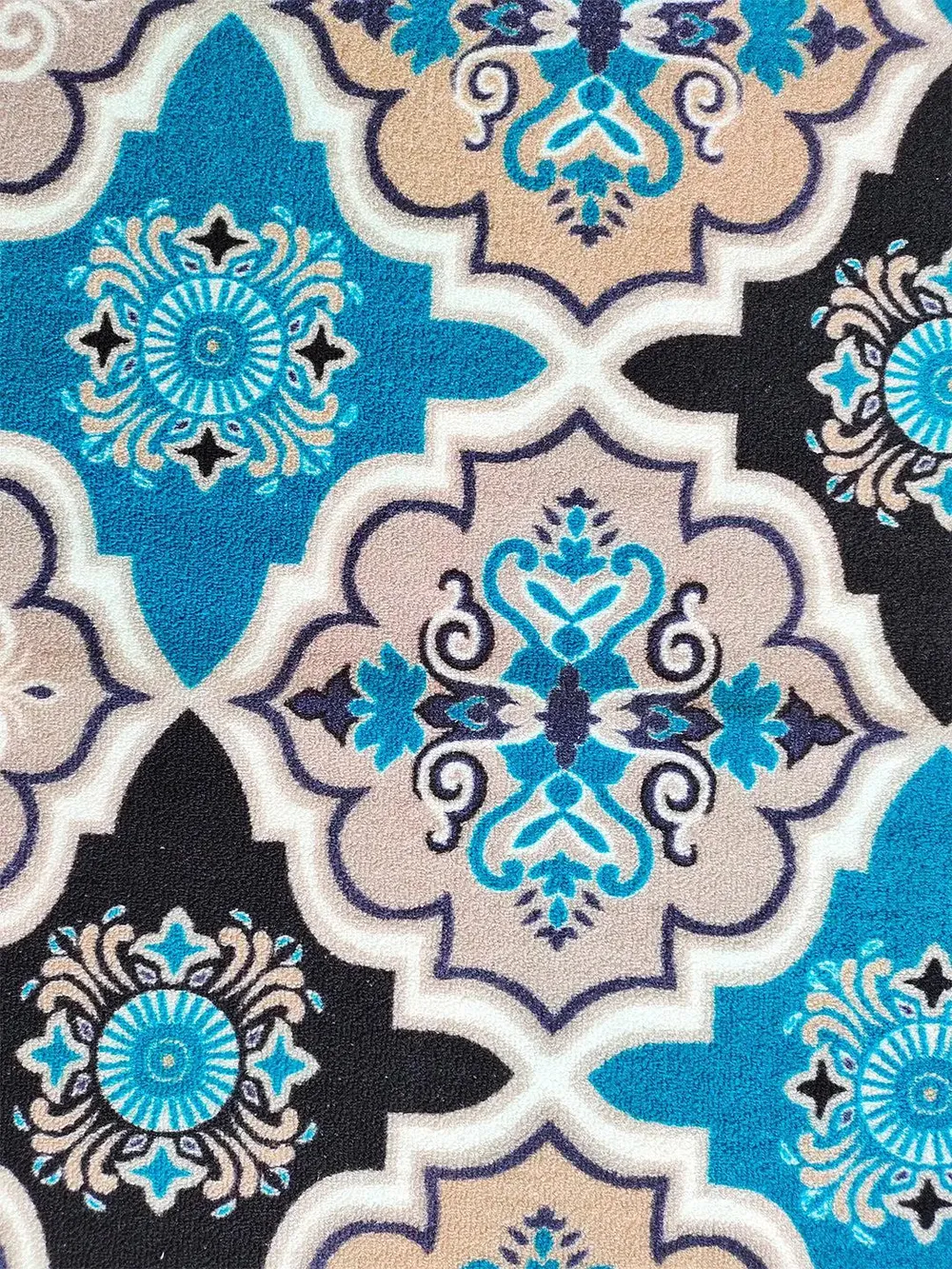 Blue Moroccan Designer Printed Premium Area Carpet ( 3 ft x5 ft & 4 ft x 6 ft ) 3X5 ft