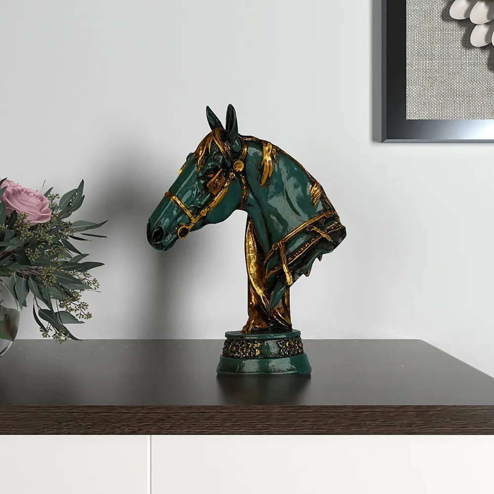 Blue Ornated Horse Bust Figurine Single Piece