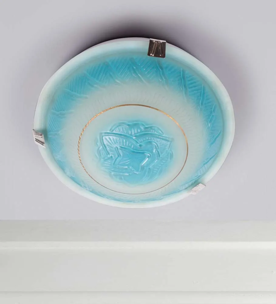 Blue Rose Textured Flush Mount Light