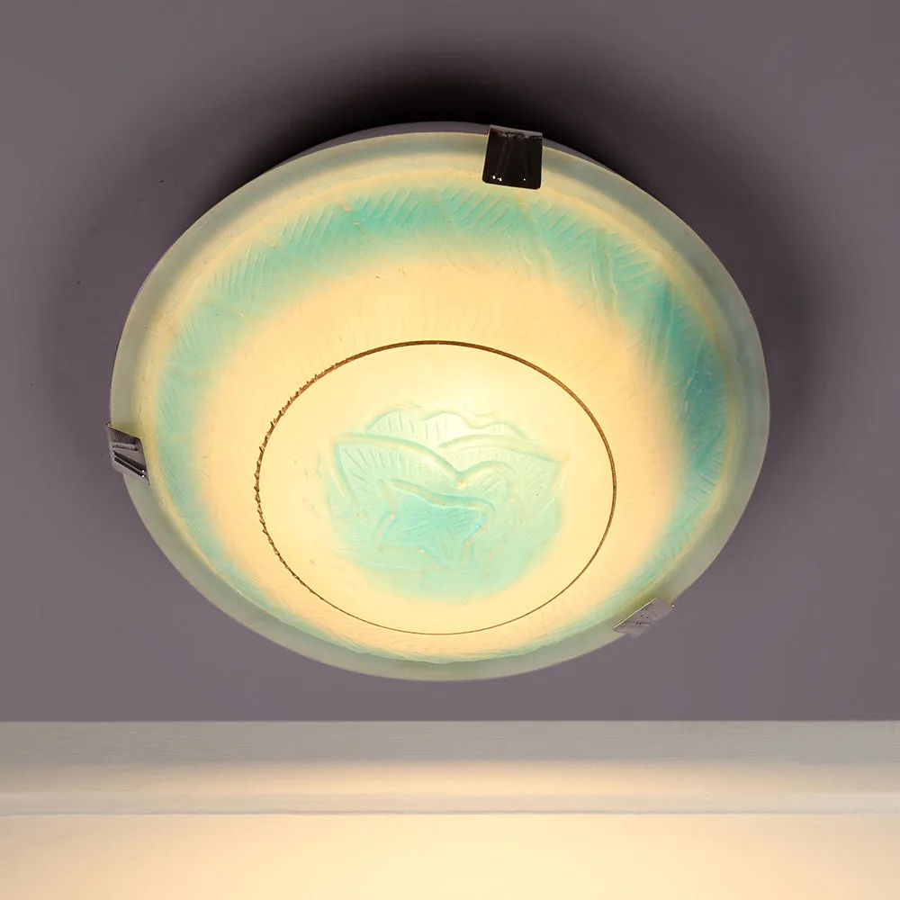 Blue Rose Textured Flush Mount Light