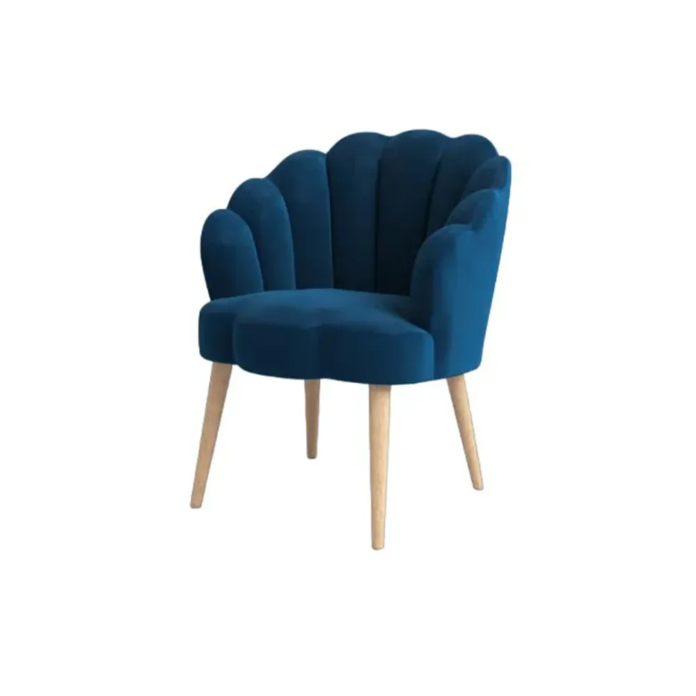 Blue Scalloped Elegant Accent Chair Single