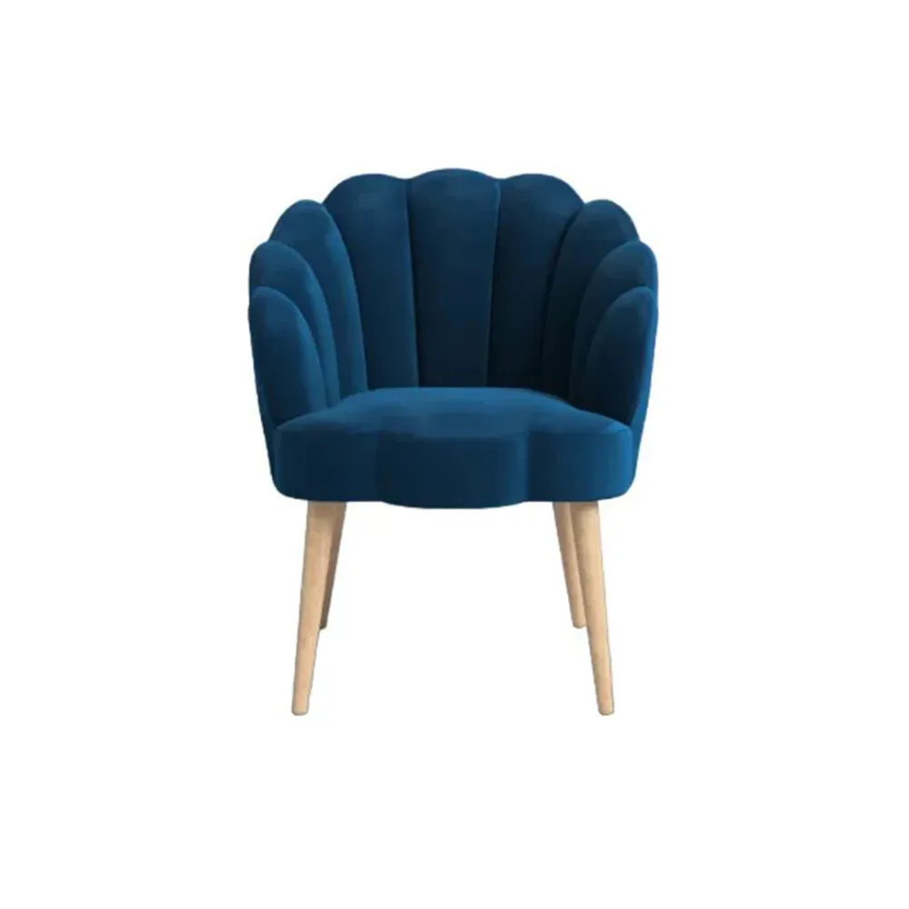 Blue Scalloped Elegant Accent Chair Single