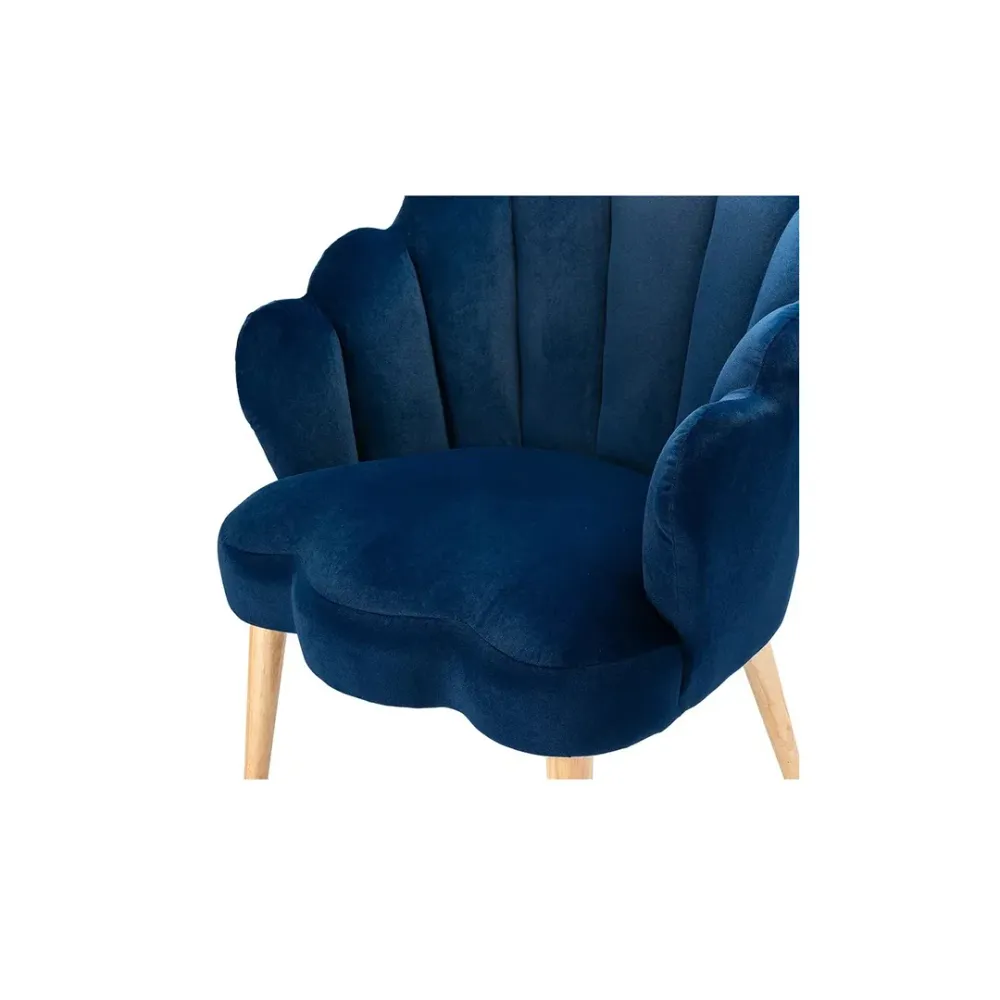 Blue Scalloped Elegant Accent Chair Single
