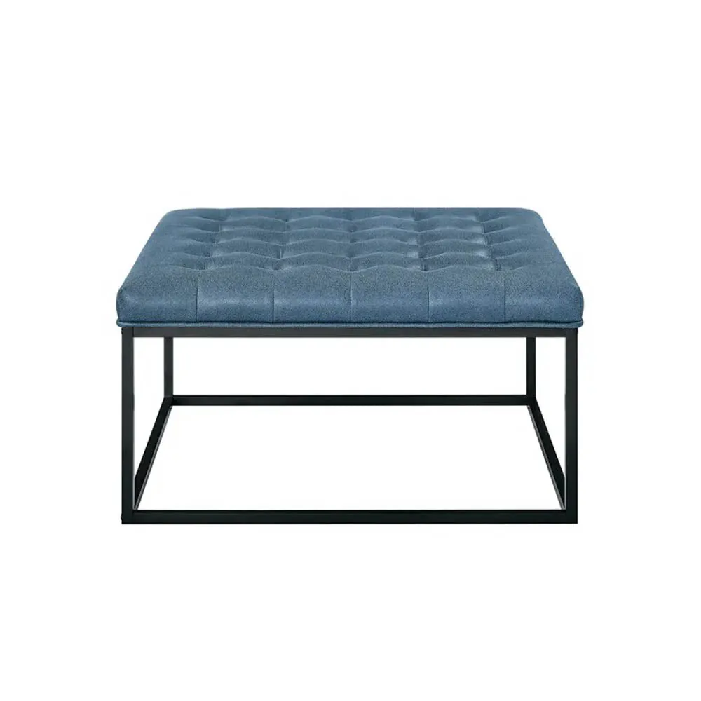 Blue Square Leatherette Tufted Center Table / Coffee Table