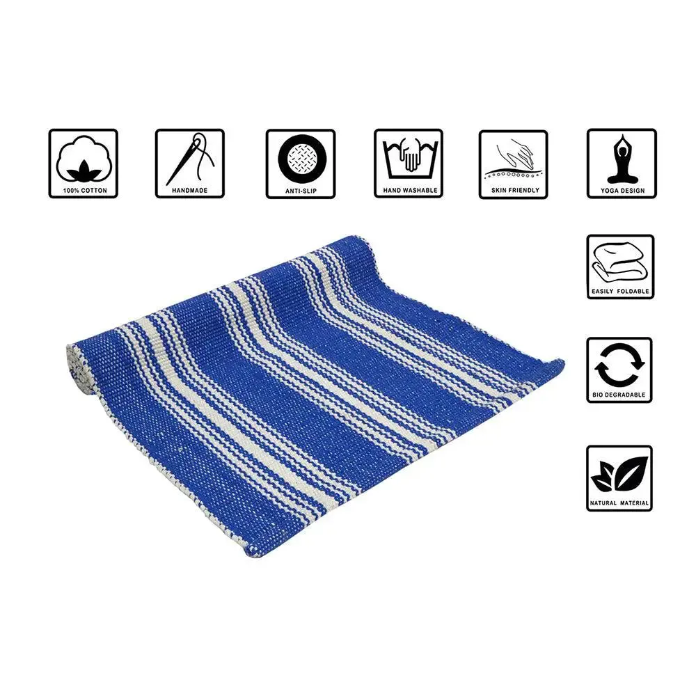 Blue Striped Cotton Yogamat