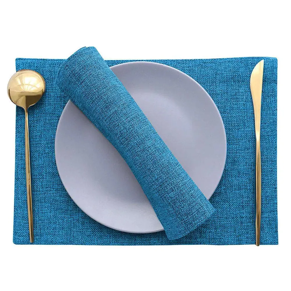 Blue Textured Classic Polyester Placemat Set Of 4