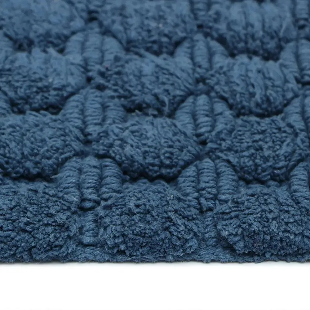 Blue Textured Soft Cotton Bathmat (21 x 34) Inches
