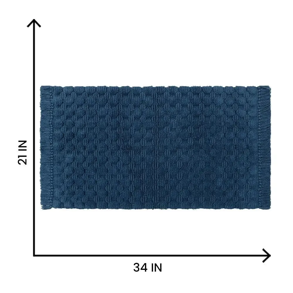 Blue Textured Soft Cotton Bathmat (21 x 34) Inches