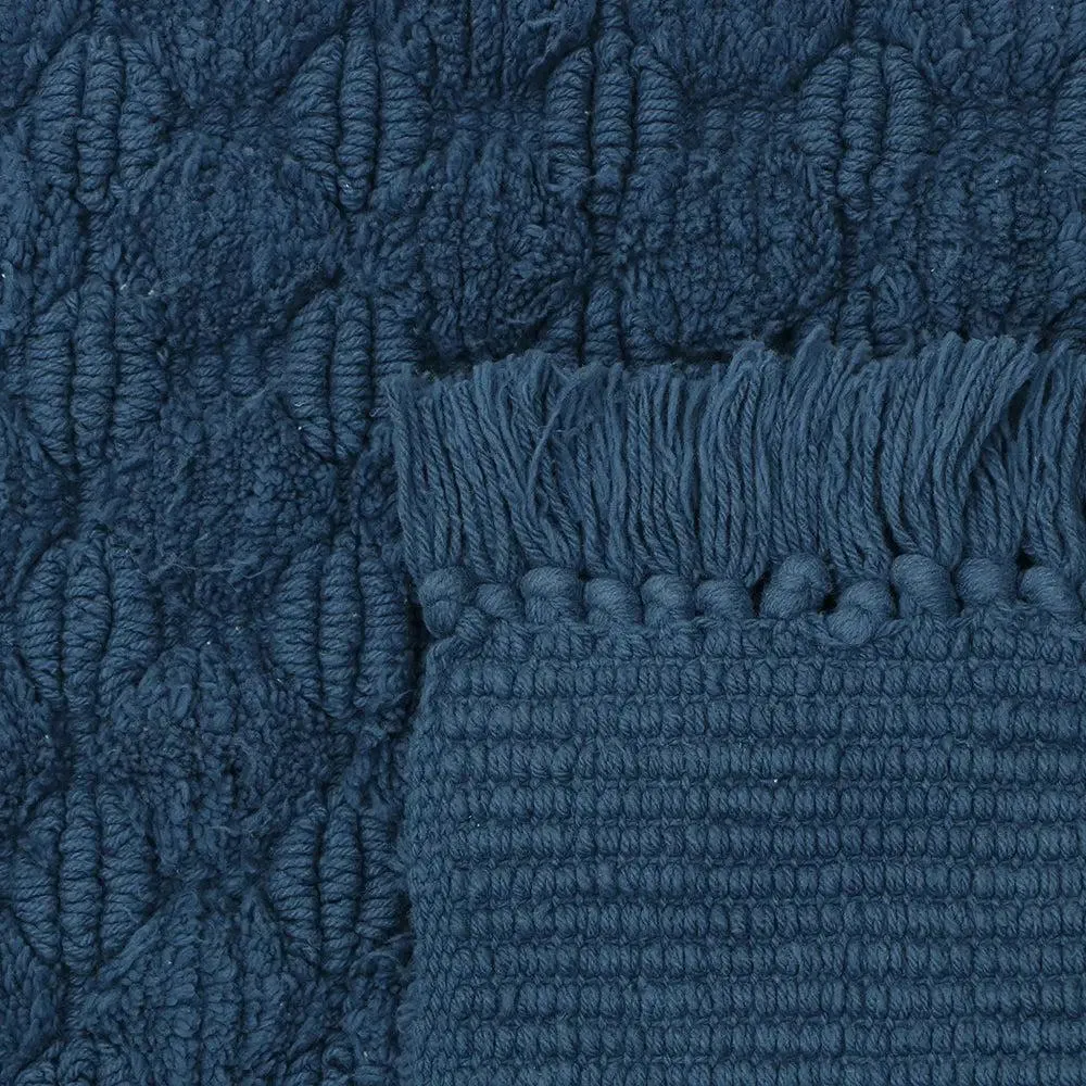 Blue Textured Soft Cotton Bathmat (21 x 34) Inches