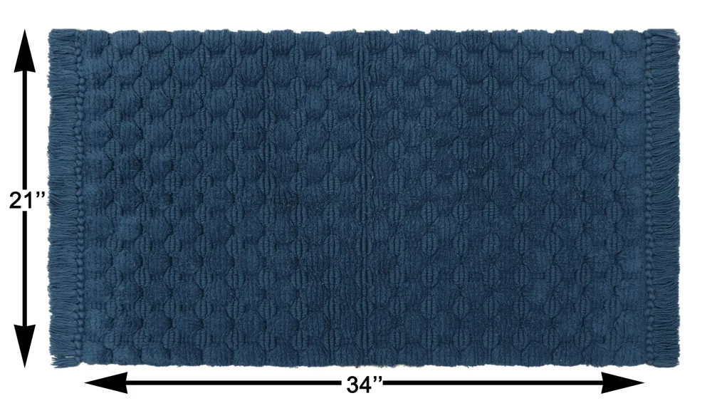 Blue Textured Soft Cotton Bathmat (21 x 34) Inches