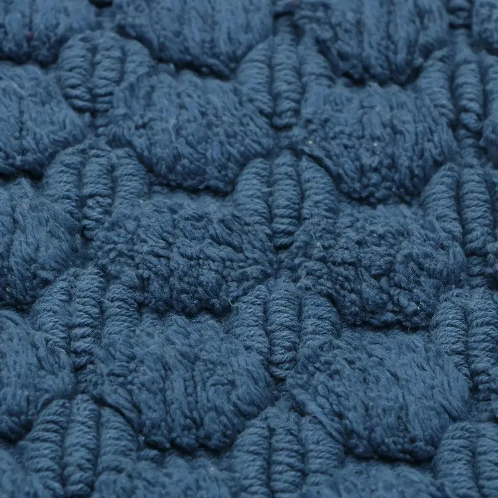 Blue Textured Soft Cotton Bathmat (21 x 34) Inches