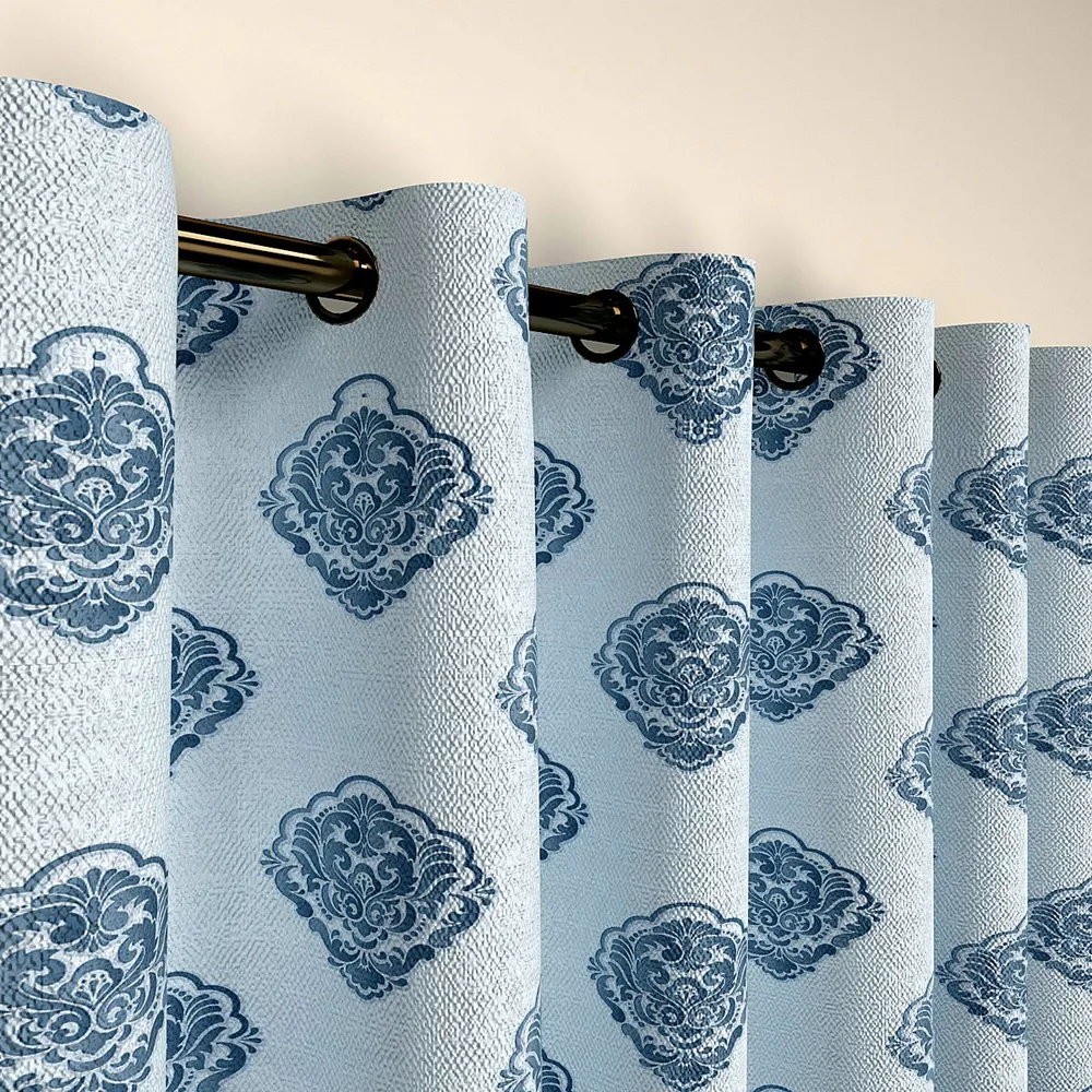 Blue Turkish Indian Semi-Designer Window Curtain