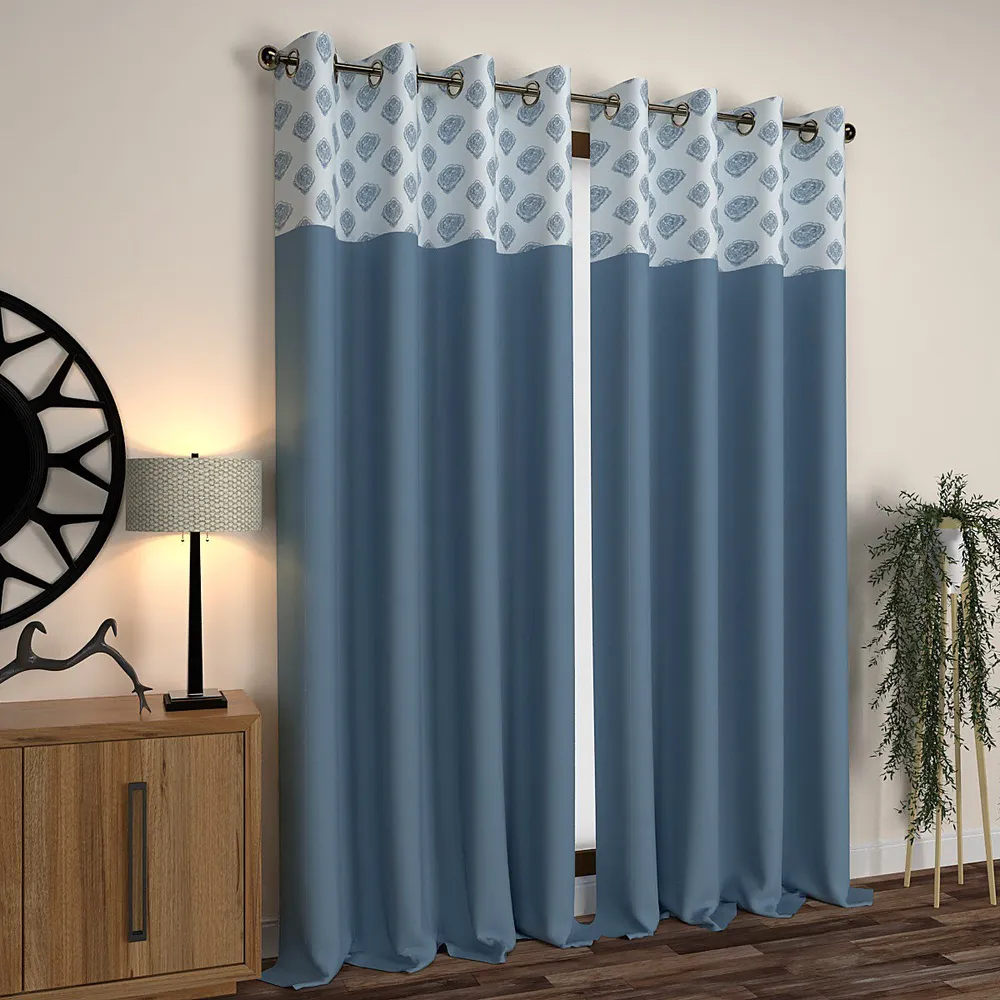 Blue Turkish Indian Semi-Designer Window Curtain