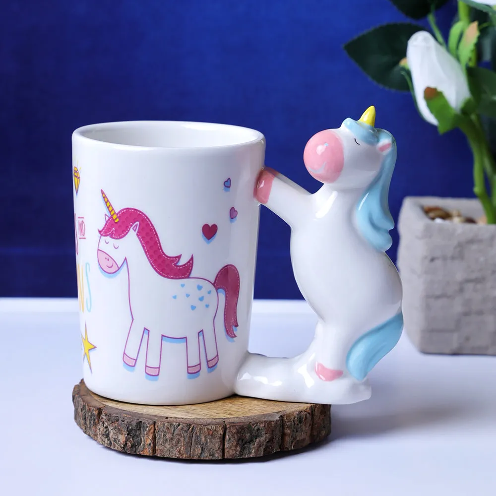 Blue Unicorn Designer Handle Coffee Mug