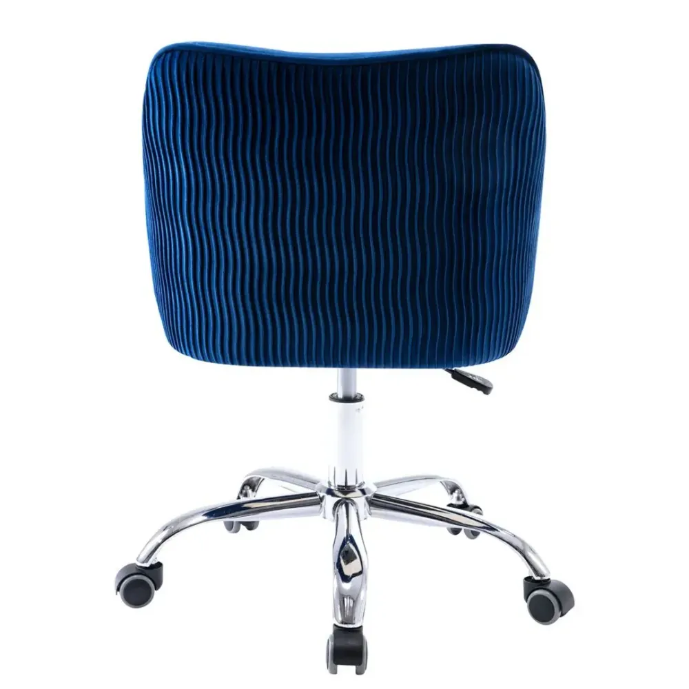 Blue Velvet Ergonomic Swivel Chair Single