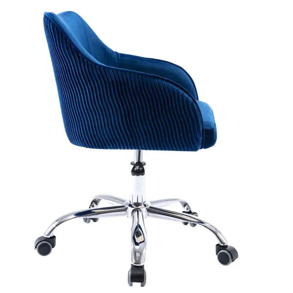 Blue Velvet Ergonomic Swivel Chair Single
