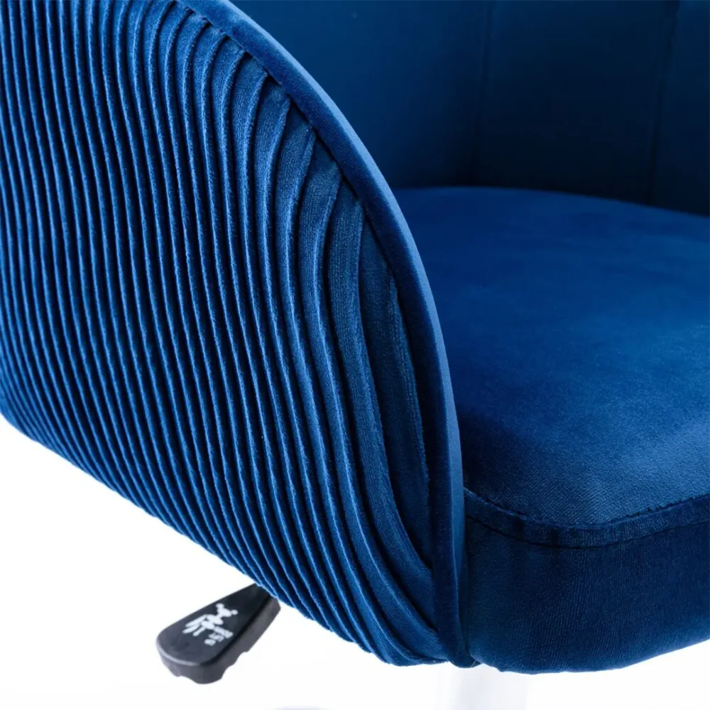 Blue Velvet Ergonomic Swivel Chair Single