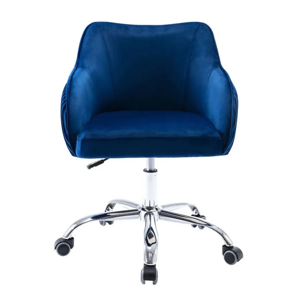 Blue Velvet Ergonomic Swivel Chair Single