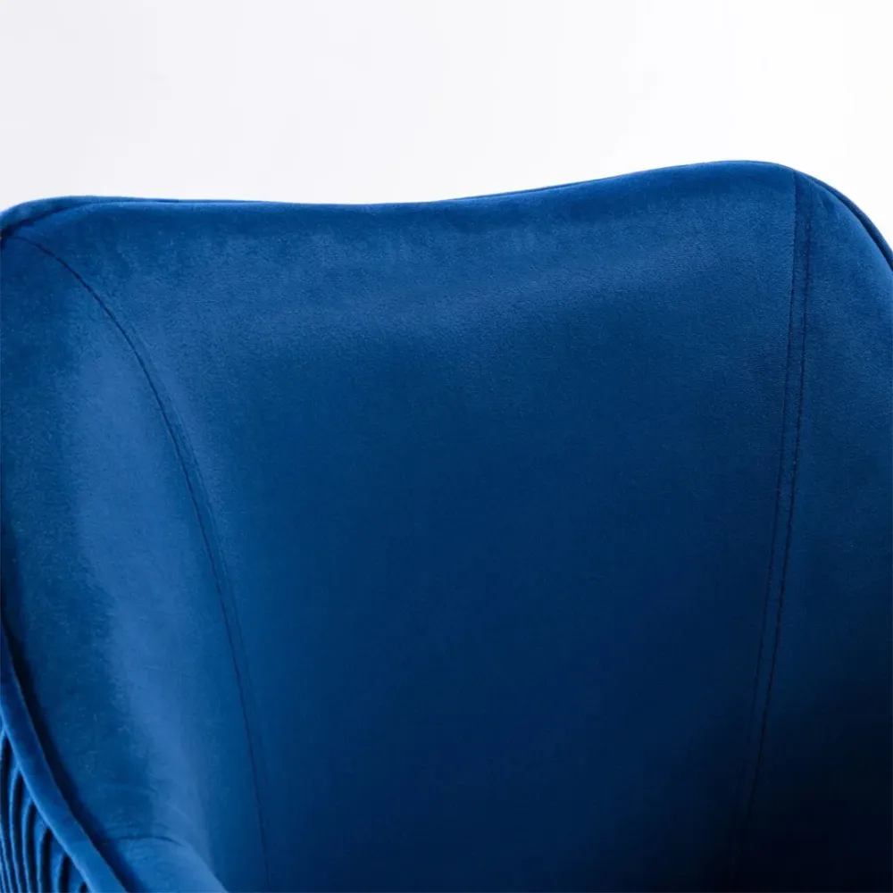 Blue Velvet Ergonomic Swivel Chair Single