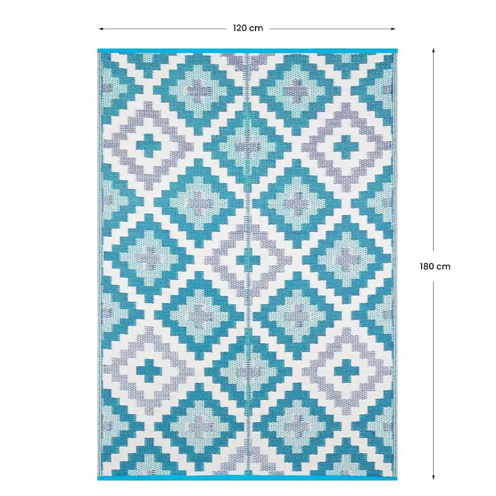 Blue & White Aztec Pattern Big Floor Mat