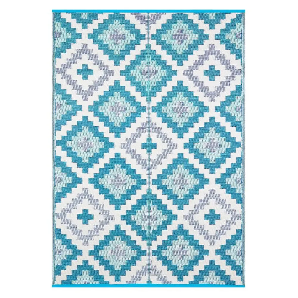 Blue & White Aztec Pattern Big Floor Mat
