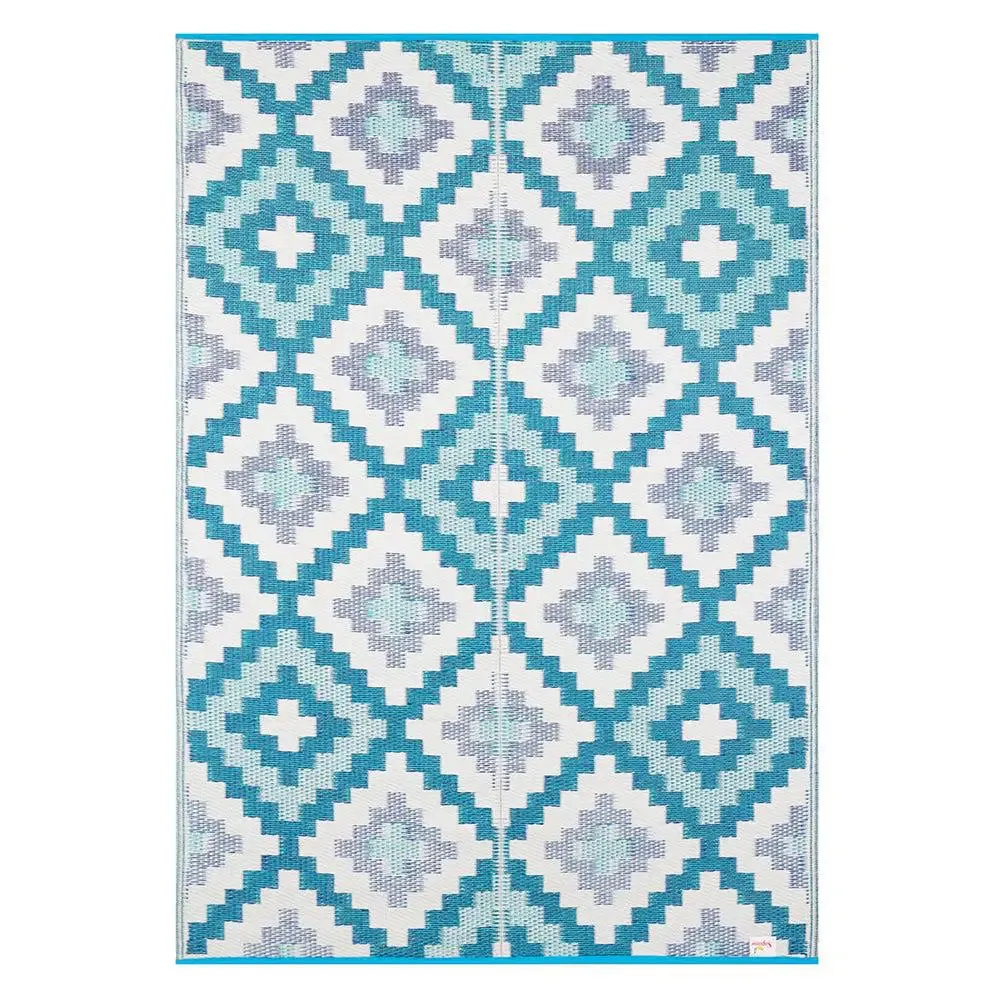 Blue & White Aztec Pattern Big Floor Mat