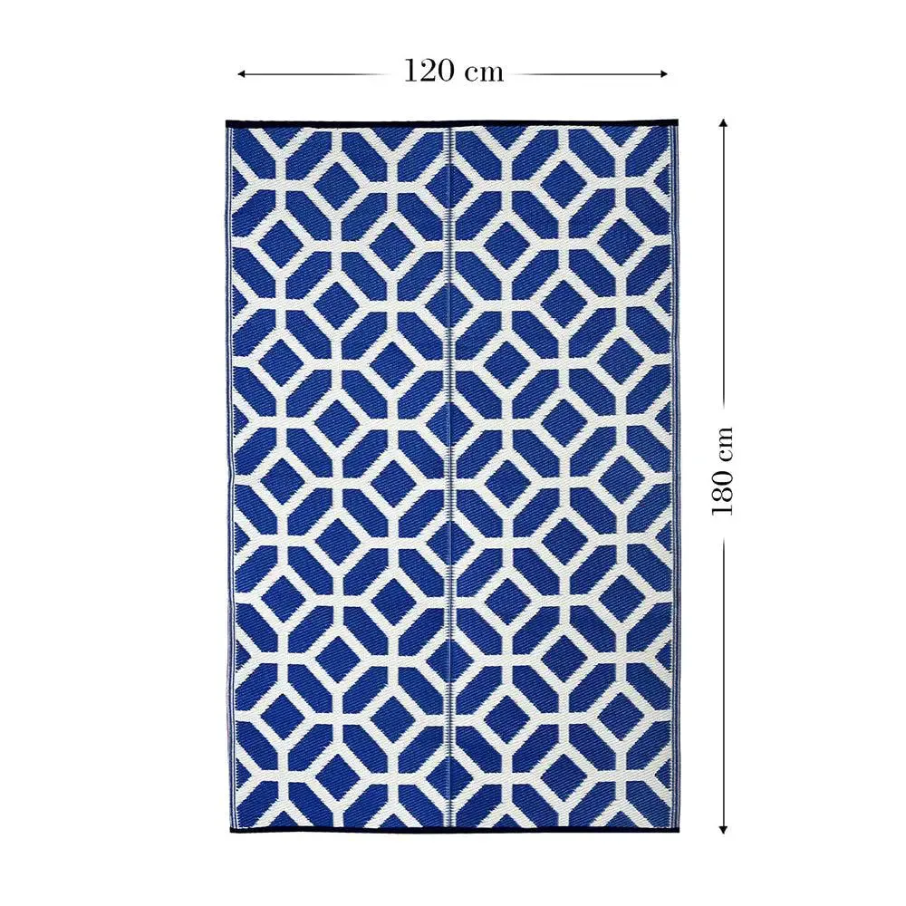 Blue & White Tessellation Pattern Big Floor Mat
