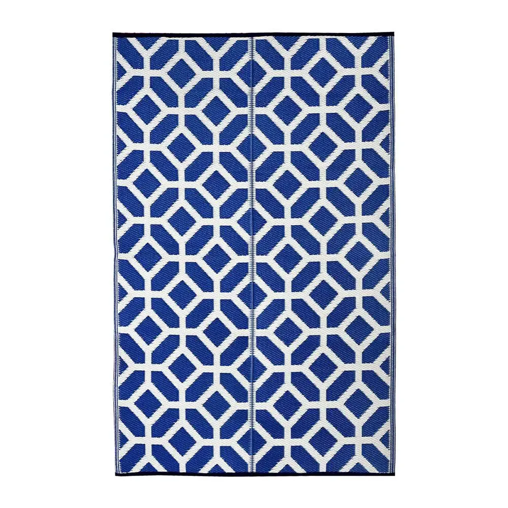 Blue & White Tessellation Pattern Big Floor Mat