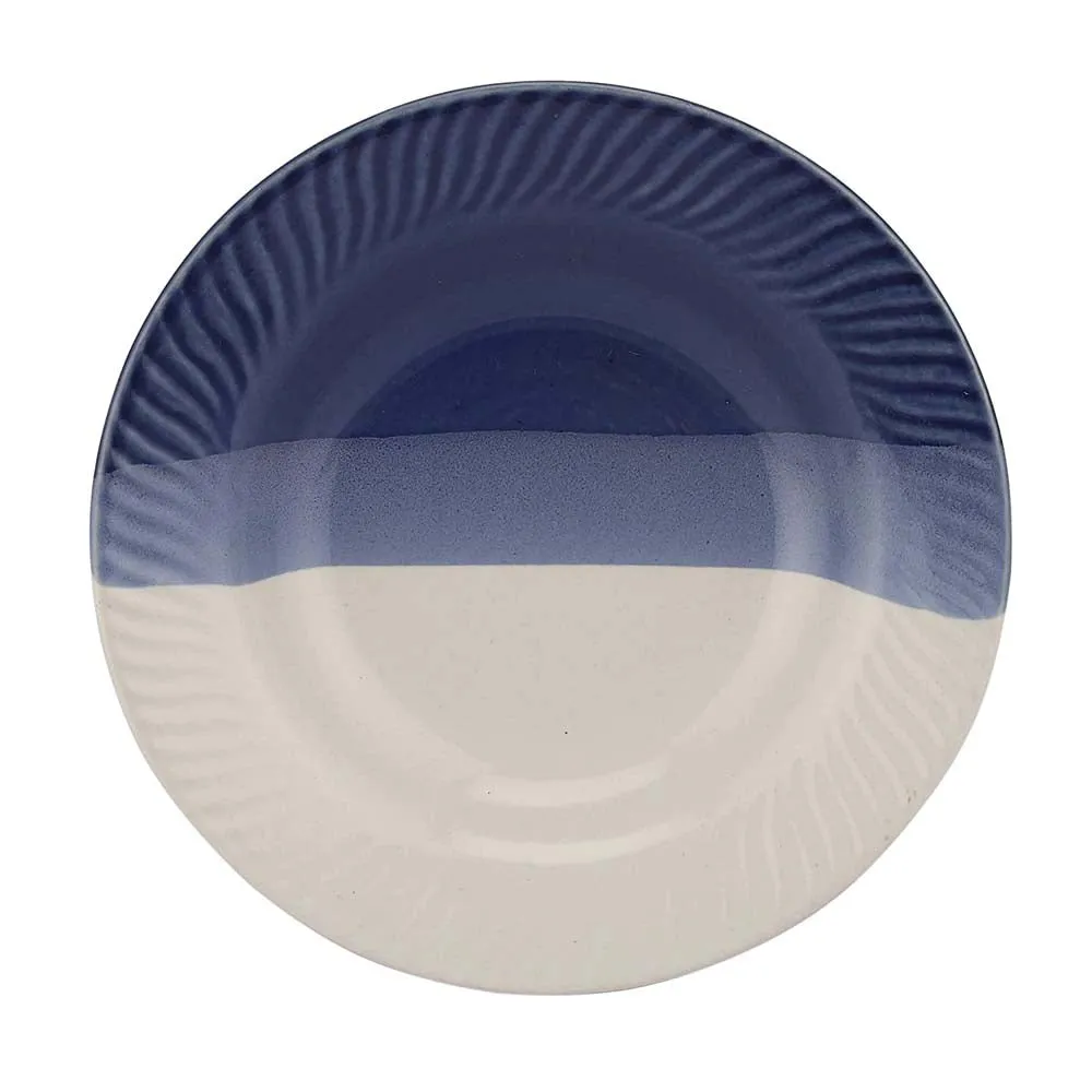 Blue & White Toned Ceramic Dinner Plates Set Of 2