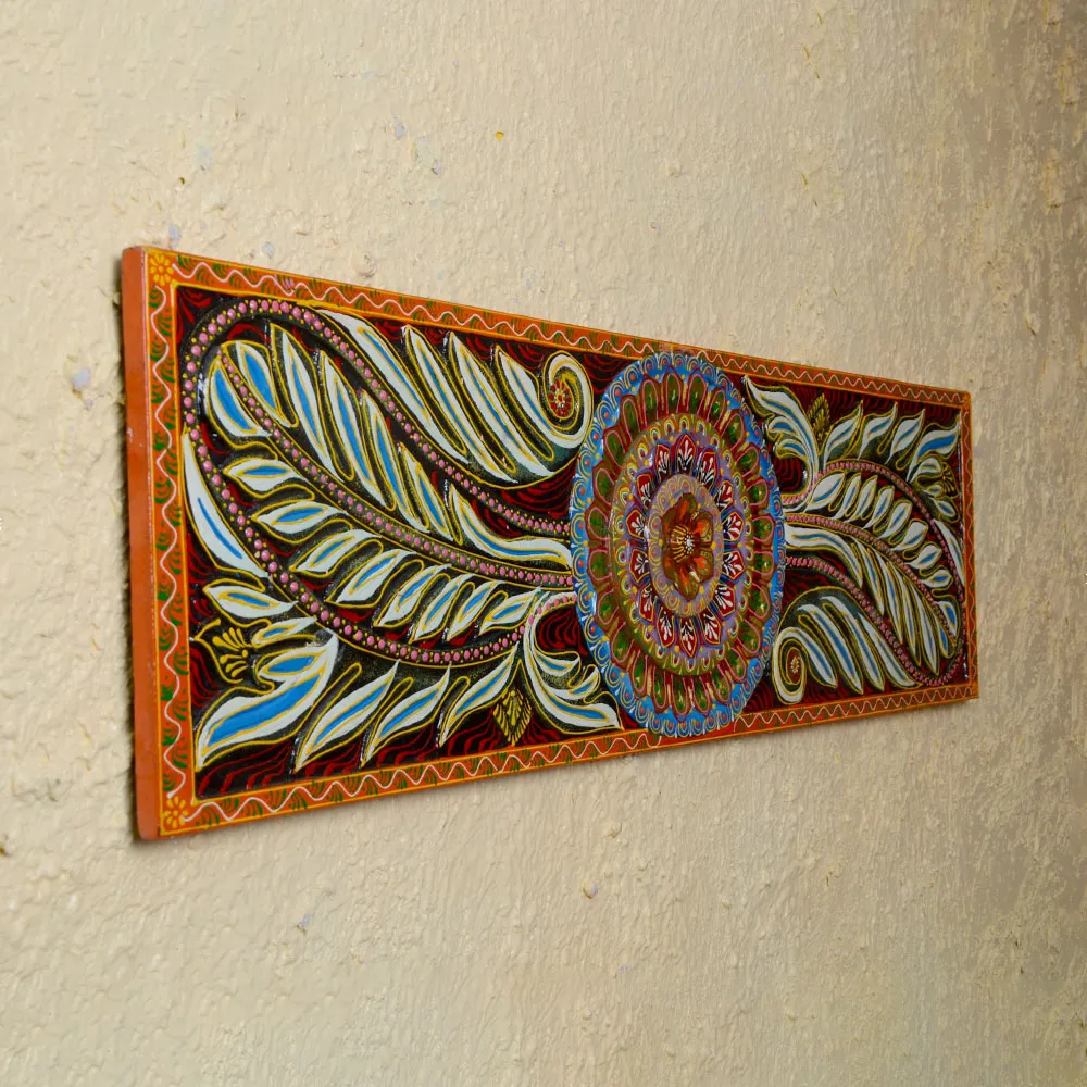 Blue & White Traditional Designer Rectangular Painted Wooden Wall Panel