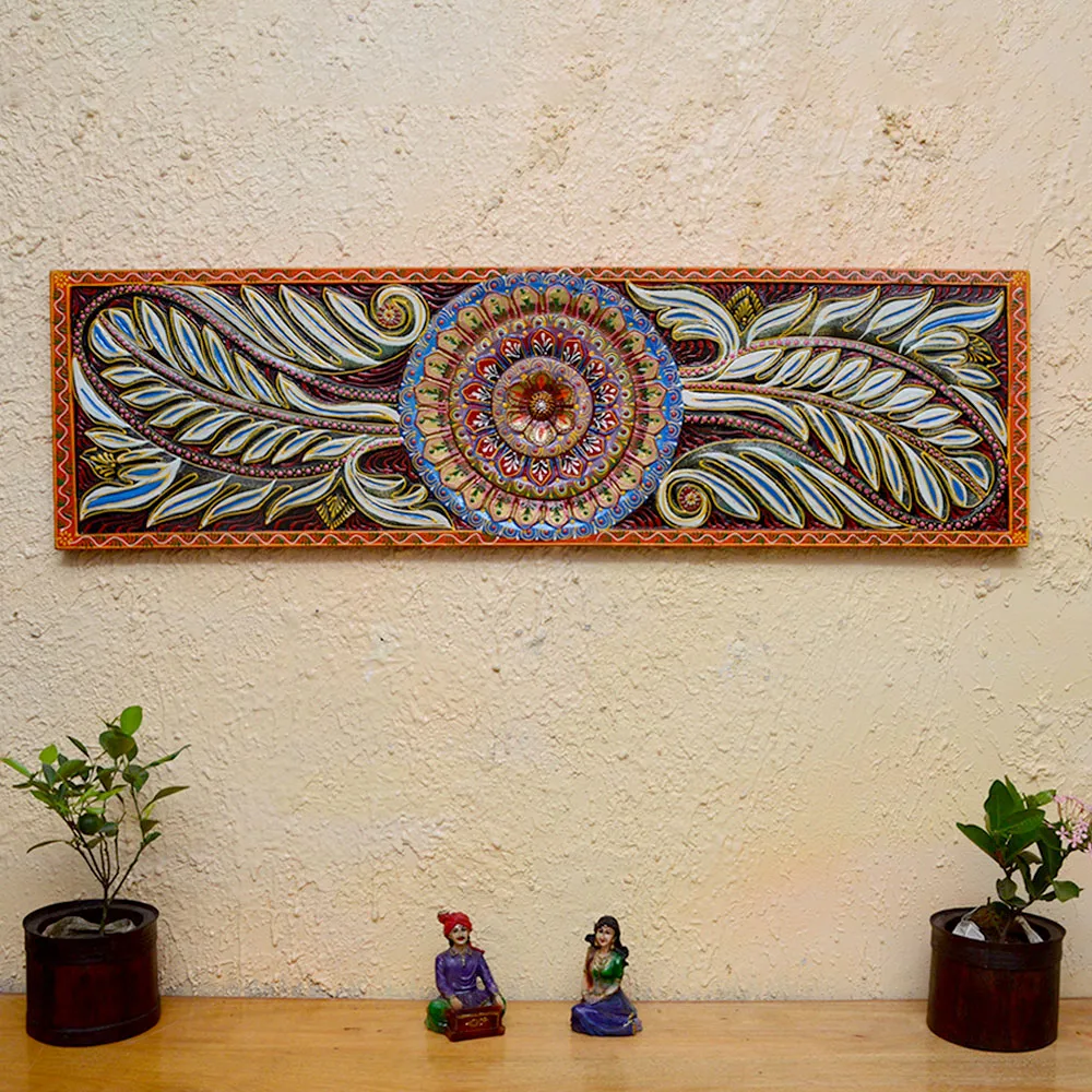 Blue & White Traditional Designer Rectangular Painted Wooden Wall Panel