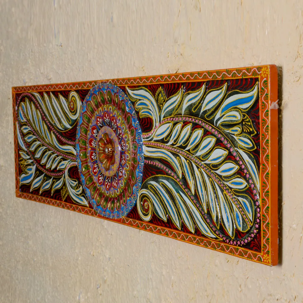 Blue & White Traditional Designer Rectangular Painted Wooden Wall Panel