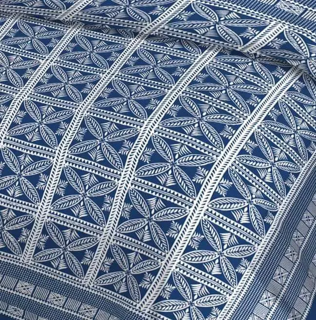 Blue & White Traditional Print 144 TC Cotton Double Bedsheet with Pillow Covers
