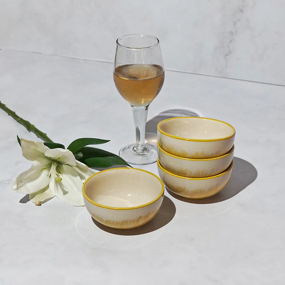 Blue & Yellow Sprayed Ceramic Bowl Set Of 4